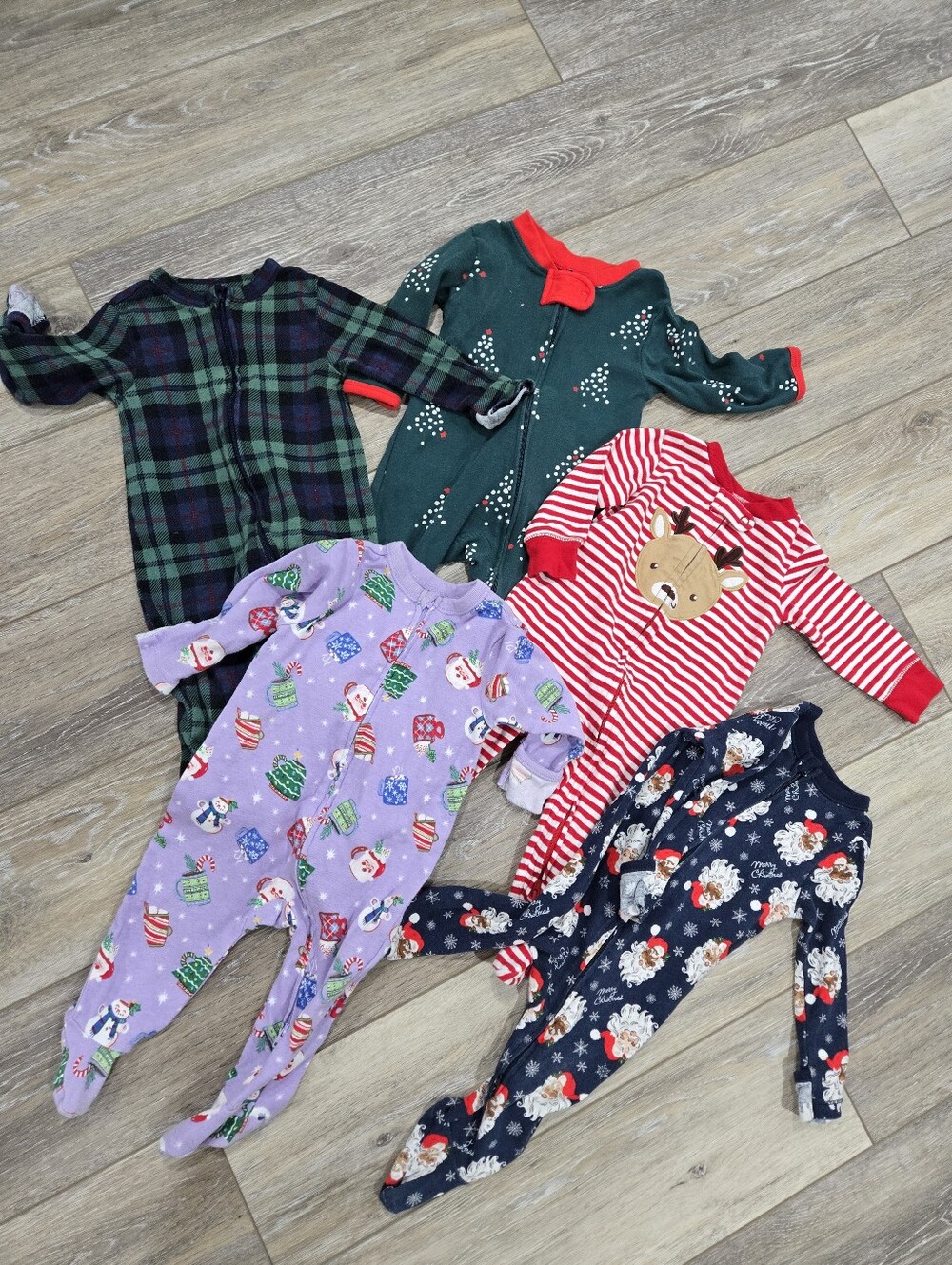 5 Piece Bundle Baby Holiday Pajamas. One 6 Month, Four 6-9month